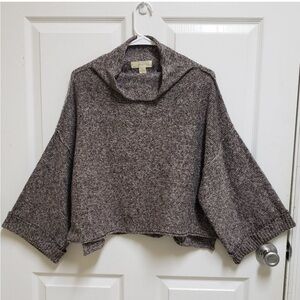 Band of Gypsies Sweater Womens XS Oversized Black Cowl Neck 3/4 Cuff Sleeve Crop